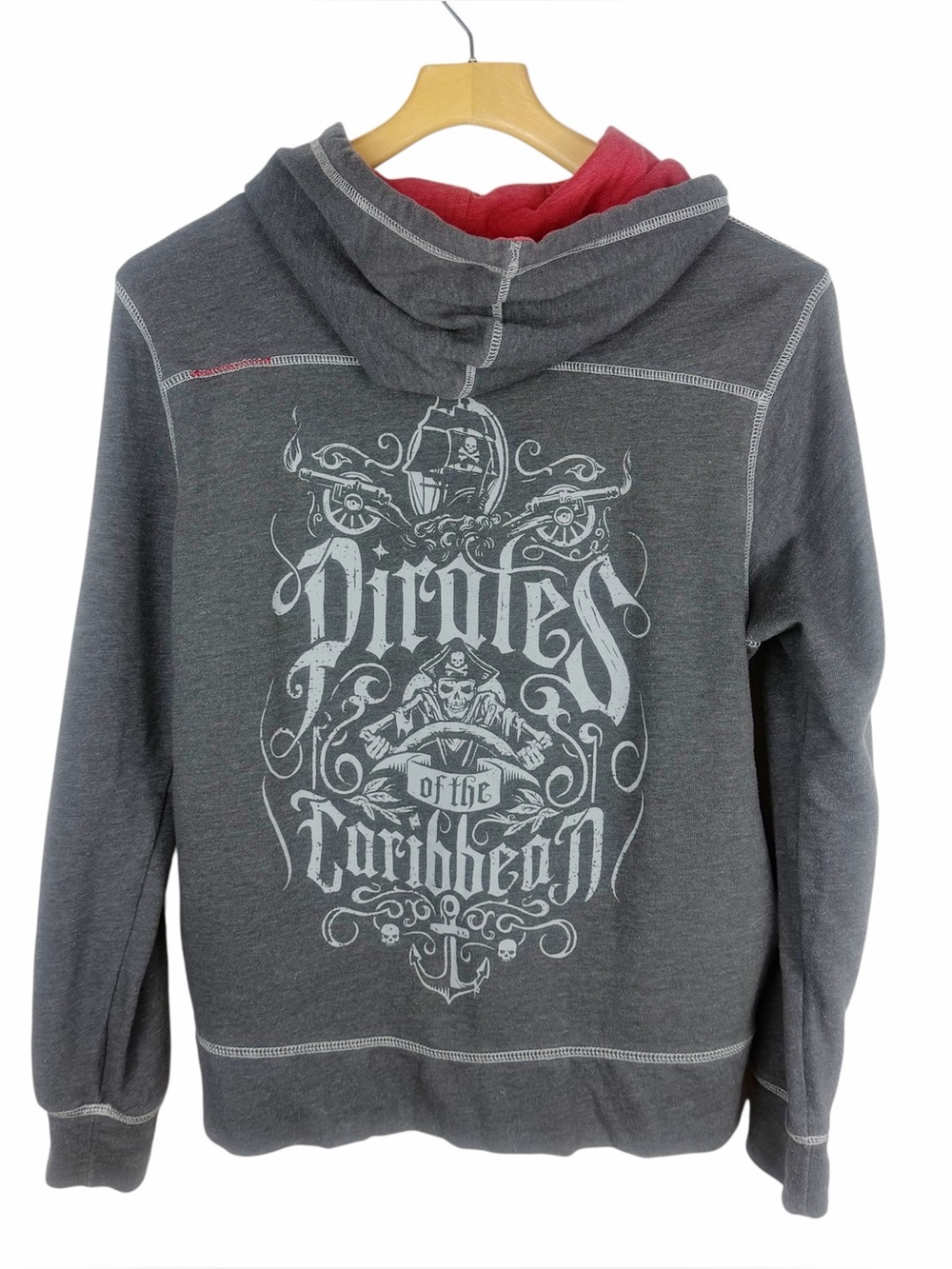 Disney Parks Gray Pirates of the Caribbean Back Graphic Full Zip Hoodie Small